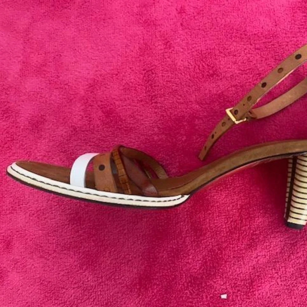 Fendi Multi Color Strappy Ankle Strap Heels Size 37